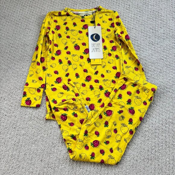 Dream Jamms Dreamiere yellow strawberry bamboo pajamas - Picture 1 of 4